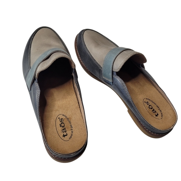 Taos Shoes Women 8 Royal Loafer Mule Steel Taupe Leather Slip On - Picture 6 of 7